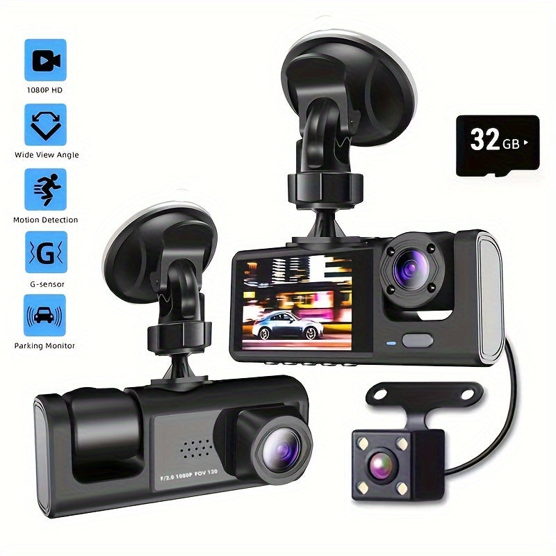 Vavupo 1080P Triple Dash Cam for Cars