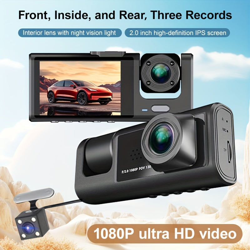 Vavupo 1080P Triple Dash Cam for Cars