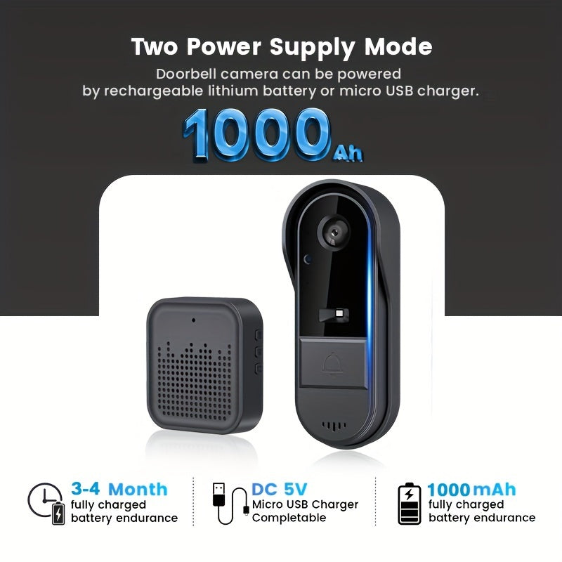 Tuya Smart 1pc HD Video Doorbell - Wi-Fi Enabled