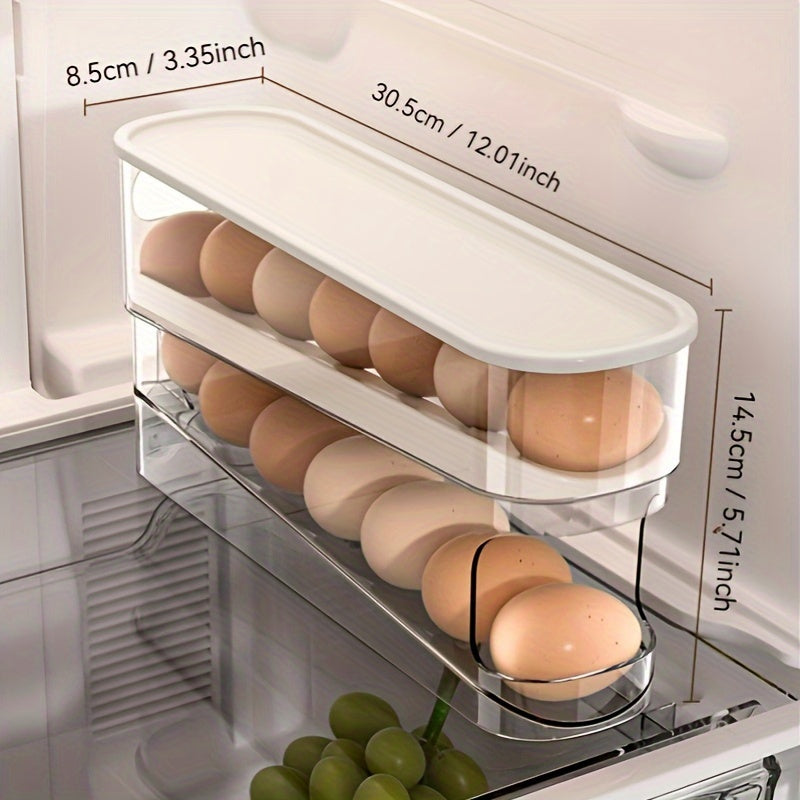 Space-Saving Double-Layer Rolling Egg Storage Box