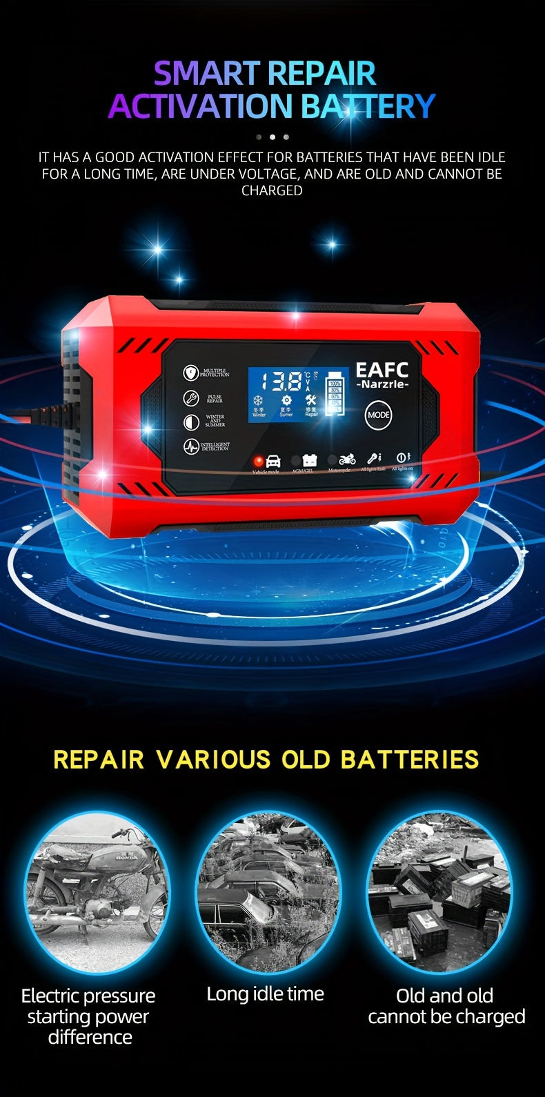 12V 6A Smart Battery Trickle Charger Auto