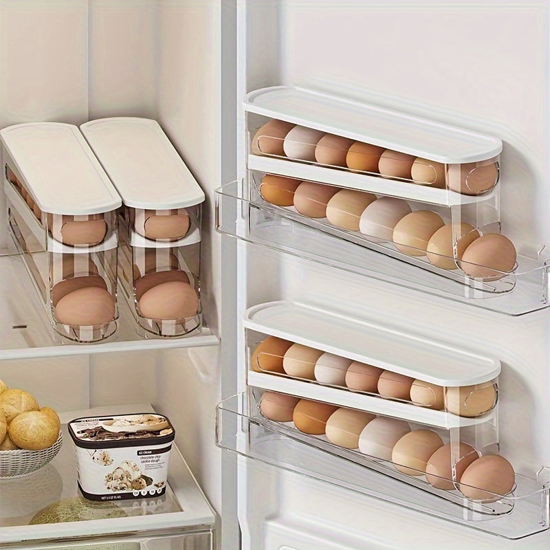 Space-Saving Double-Layer Rolling Egg Storage Box