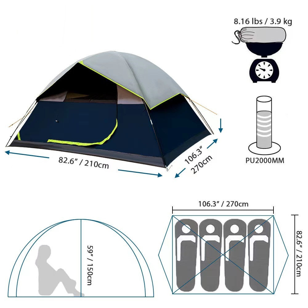 4 Person Black Coated Darkroom Tent