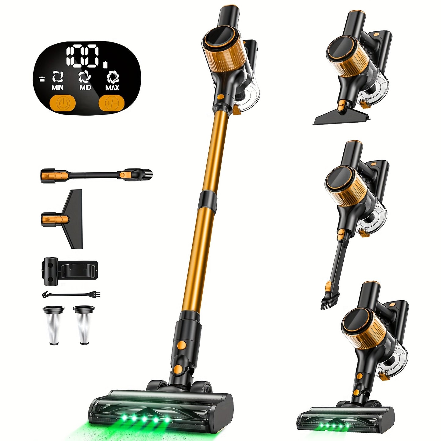 8-in-1 Cordless Stick Vacuum with Powerful 28Kpa Suction, 40-Min Runtime