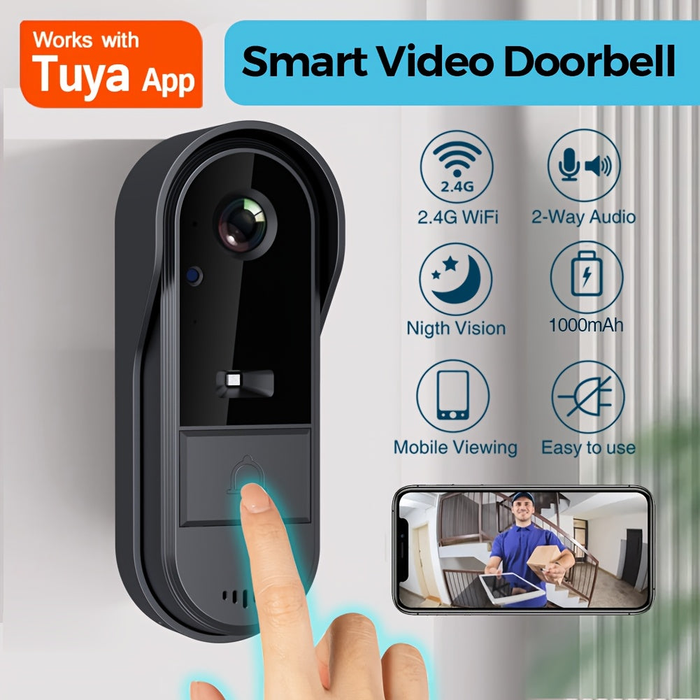 Tuya Smart 1pc HD Video Doorbell - Wi-Fi Enabled