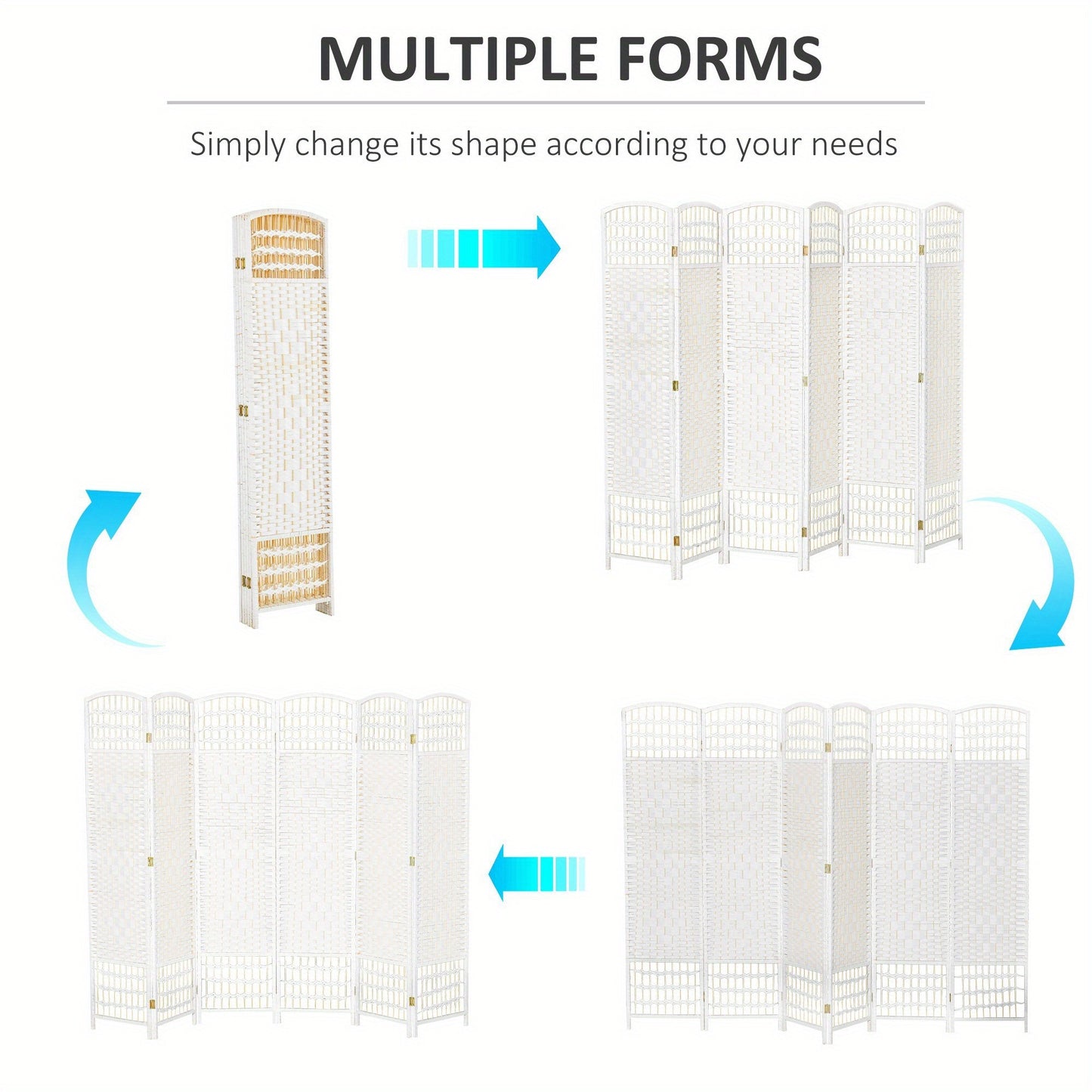 HOMCOM 6 Panel Room Divider, 5.6 ft Tall Folding Privacy Screen