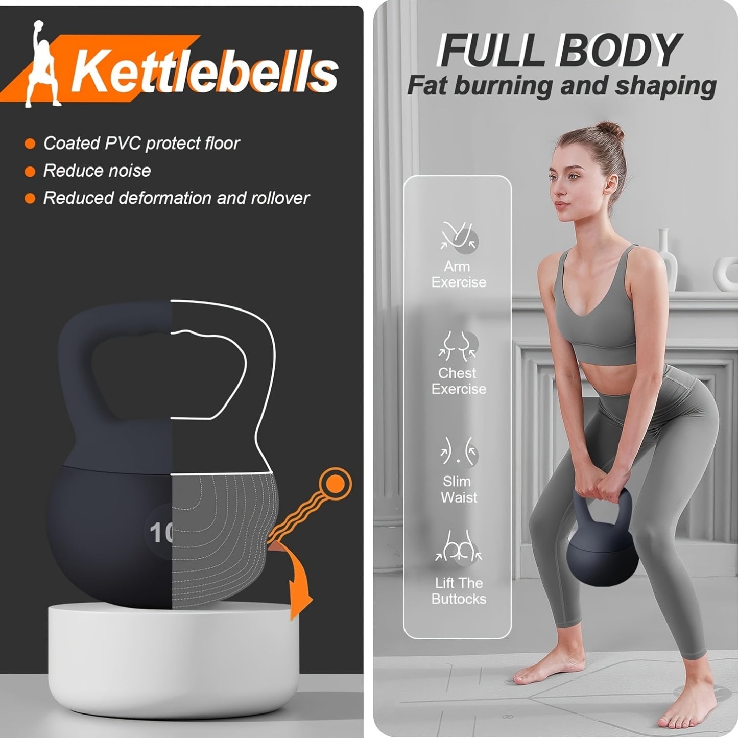 Soges PVC One-Piece Kettlebell With Wide Handles